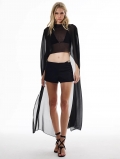 Women's Chiffon Beach Cover-up Shawl Lightweight Sheer Sun Protection Cape Elegant Loose Fit Sleeveless Solid Color Holiday Resort Wear UV Protection Cardigan for Women