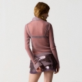 Women Sexy See-Through Mesh Shiny Silk Shirt Long Sleeve Lapel Button Up Blouse With Matching Neck Tie Retro Y2K Party Clubwear Streetwear Tops