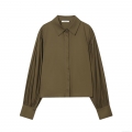 Women's Long Sleeve Puff Sleeve Blouse Polyester Fabric Lapel Solid Color Elegant Shirt Office Commuting Streetwear Chic Top For Women