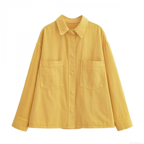 Women's Casual Solid Color Loose Long Sleeve Shirt Jacket Single Breasted Lapel Blouse With Pockets Streetwear Fashion Shacket Top Women's Casual Solid Color Loose Long Sleeve Shirt Jacket Single Breasted Lapel Blouse With Pockets Streetwear Fashion Shacket Top