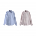 Women's Striped Long Sleeve Cotton Blend Shirt Turn-down Collar Single Breasted Casual Blouse Soft Breathable Streetwear Top For Spring Autumn