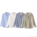 Women's Long Sleeve Shirt Button Down Blouse Polyester Blend Loose Fit Striped Solid Color Tops For Office Work Daily Wear Casual Streetwear Fashion Turn Down Collar Women's Blouses