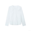 Sweet White Long Sleeve Blouse With Large Doll Collar And Hollow Out Embroidery Minimalist Casual Fashion Shirt For Women Winter Style