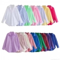 Women Oversized Poplin Shirt Casual Long Sleeve Polo Neck Blouse Solid Color Stripe Polyester Cotton Blend Top For Women Daily Office Wear Comfort Loose Fit Fashion Shirt