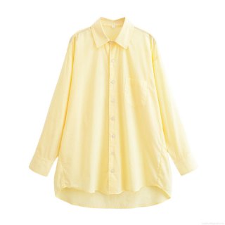 Women's Long Sleeve Button Down Shirt Loose Fit Lapel Blouse Casual Solid Color Polyester Spandex Lightweight Top For Daily Office Work Summer Spring