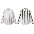 Women's Elegant Striped Poplin Shirt Long Sleeve Button Down Blouse Polyester Casual Office Tops For Women