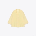 Women's Casual Linen Blend Shirt Vertical Striped Solid Color Button Down Blouse Oversized Lightweight Long Sleeve Streetwear Top For Lady