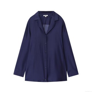 Women's Elegant Long Sleeve Satin Blouse Simulation Silk Button Down Shirt Solid Color Lapel Collar Office Work Casual Commuter Fashion Tops