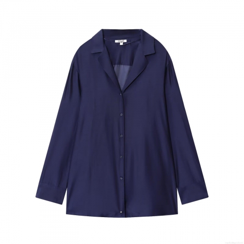 Women's Elegant Long Sleeve Satin Blouse Simulation Silk Button Down Shirt Solid Color Lapel Collar Office Work Casual Commuter Fashion Tops