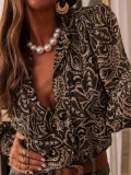 Women's Bohemian Paisley Print V-Neck Tie Long Sleeve Blouse Casual Retro Polyester Pullover Shirt For Daily Vacation Holiday Fashion Streetwear Top
