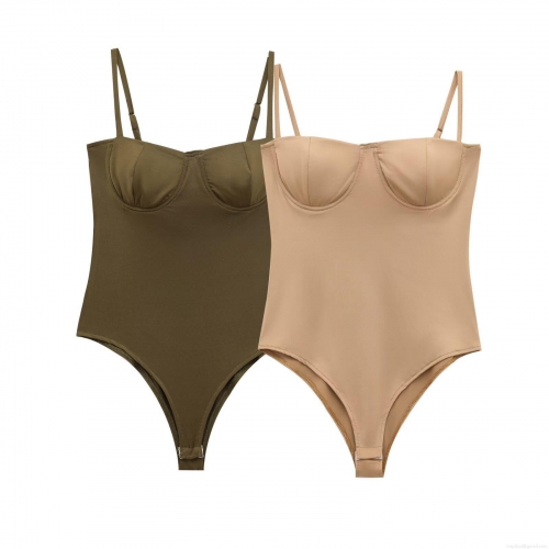 Women's Sexy Backless Bodysuit Satin Silk Texture Slim Fit Spaghetti Strap Camisole Jumpsuit For Summer Fashion Khaki Olive Green Sleeveless Clubwear Top Women's Sexy Backless Bodysuit Satin Silk Texture Slim Fit Spaghetti Strap Camisole Jumpsuit For Summer Fashion Khaki Olive Green Sleeveless Clubwear Top