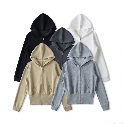 Women's Casual Solid Zip Up Hoodie Long Sleeve Hooded Sweatshirt With Kangaroo Pockets Ribbed Trim Polyester Cotton Blend Streetwear For Autumn Winter Women's Casual Solid Zip Up Hoodie Long Sleeve Hooded Sweatshirt With Kangaroo Pockets Ribbed Trim Polyester Cotton Blend Streetwear For Autumn Winter