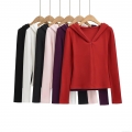 Women's Slim Fit Hooded Sweatshirt Zip Up Long Sleeve Jacket Autumn Streetwear Casual Solid Color Polyester Top For Sports Outdoor