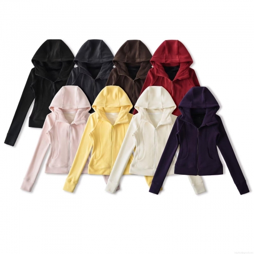 Women's Slim Fit Full Zip Hooded Sweatshirt Fleece Lined Athletic Jacket With Thumb Holes Solid Color Warm Activewear Outwear For Autumn Winter Women's Slim Fit Full Zip Hooded Sweatshirt Fleece Lined Athletic Jacket With Thumb Holes Solid Color Warm Activewear Outwear For Autumn Winter