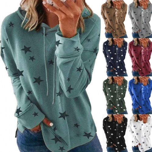 Women's Star Print Hooded Hoodie Milk Silk Polyester Loose Fit Long Sleeve Pullover Sweatshirt For Casual Daily Wear Oversized Autumn Winter Tops Women's Star Print Hooded Hoodie Milk Silk Polyester Loose Fit Long Sleeve Pullover Sweatshirt For Casual Daily Wear Oversized Autumn Winter Tops