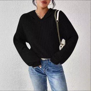 Women's Plus Size Hooded Sweatshirt Ribbed Polyester Spandex Pullover Long Sleeve Casual Solid Color Loose Fit Autumn Winter Hoodie For Women