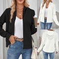 Women's Plus Size Zip-up Hoodie Diamond Jacquard Pattern Long Sleeve Sweatshirt Jacket Casual Hooded Outerwear Solid Color Plus Size Top For Women Autumn Winter