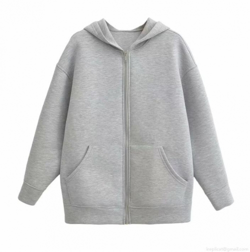 Women's Oversized Zip-Up Hoodie Space Cotton Hooded Sweatshirt Grey Loose Solid Color Long Sleeve Jacket With Pockets For Daily Casual Streetwear Women's Oversized Zip-Up Hoodie Space Cotton Hooded Sweatshirt Grey Loose Solid Color Long Sleeve Jacket With Pockets For Daily Casual Streetwear