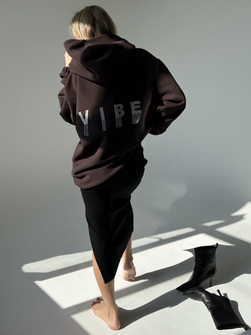 Women's Oversized Cotton Blend Hoodie With Rhinestone VIBE Letter Tassel Fashion Streetwear Long Sleeve Hooded Pullover Sweatshirt For Autumn Casual Trendy Lady Women's Oversized Cotton Blend Hoodie With Rhinestone VIBE Letter Tassel Fashion Streetwear Long Sleeve Hooded Pullover Sweatshirt For Autumn Casual Trendy Lady