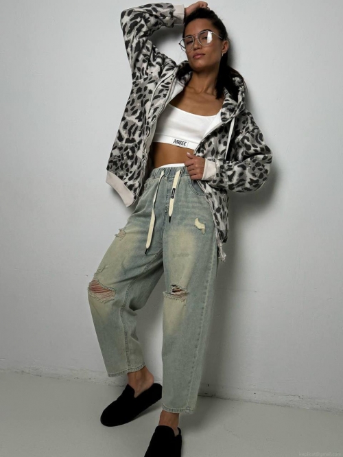 Women's Loose Leopard Print Zip Up Hoodie Cotton Blend Long Sleeve Hooded Sweatshirt Casual Streetwear Jacket Outerwear for Women Autumn Women's Loose Leopard Print Zip Up Hoodie Cotton Blend Long Sleeve Hooded Sweatshirt Casual Streetwear Jacket Outerwear for Women Autumn