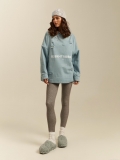 Women's Oversized Distressed Hooded Sweatshirt 100% Cotton Long Sleeve Pullover Streetwear Vintage Wash Light Blue Hoodie Letter Print Casual Autumn Winter Top