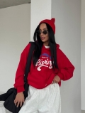 Women American Retro Oversized Cotton Blend Letter Print Hoodie Fashion Long Sleeve Pullover Sweatshirt Streetwear Autumn Winter Loose Top