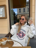Women's American Retro Oversized Hooded Sweatshirt Cotton Blend Letter Print Long Sleeve Pullover Hoodie For Autumn Winter Streetwear Casual Top
