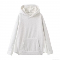 Women's Hooded Pullover Sweatshirt Contrast Patchwork Long Sleeve Hoodies With Kangaroo Pocket Loose Fit Casual Streetwear Top