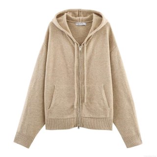 Women's Acrylic Nylon Knit Hoodie Cardigan Long Sleeve Zipper Jacket Casual Solid Color Knitted Sweatshirt With Pockets Hooded Outerwear For Autumn Winter Women's Acrylic Nylon Knit Hoodie Cardigan Long Sleeve Zipper Jacket Casual Solid Color Knitted Sweatshirt With Pockets Hooded Outerwear For Autumn Winter