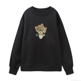 Women's Winter Fleece Lined Sweatshirt Cotton Blend Van Gogh Sunflower Embroidery Long Sleeve Crewneck Casual Loose Fit Pullover Top Women's Winter Fleece Lined Sweatshirt Cotton Blend Van Gogh Sunflower Embroidery Long Sleeve Crewneck Casual Loose Fit Pullover Top