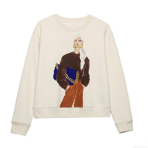 Women's Fashion Hand-drawn Graphic Print Sweatshirt Long Sleeve Round Neck Polyester Cotton Streetwear Casual Pullover For Women Women's Fashion Hand-drawn Graphic Print Sweatshirt Long Sleeve Round Neck Polyester Cotton Streetwear Casual Pullover For Women