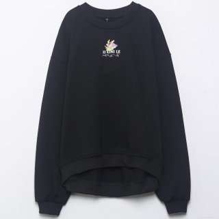 Women's Loose Fit Cotton Blend Sweatshirt Dragon Graphic Print Long Sleeve Crewneck Pullover Streetwear Casual Winter Top XI XING LE Design