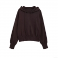 Women's Casual Solid Color Knitted Hoodie Long Sleeve Streetwear Pullover Knit Sweatshirt Top For Autumn Winter Street Style Soft Warm Comfortable Loose Fit
