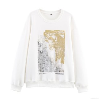 Women's Round Neck Sweatshirt 85% Cotton Abstract Metallic Print Long Sleeve Pullover Casual Streetwear Montmartre 1974 Design Top Women's Round Neck Sweatshirt 85% Cotton Abstract Metallic Print Long Sleeve Pullover Casual Streetwear Montmartre 1974 Design Top