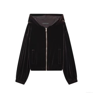Women's Fashion Velvet Hooded Jacket Casual Solid Color Zip Up Velour Sweatshirt Long Sleeve Short Outerwear For Women Autumn Winter Stylish Lady Outfits