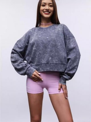 Women's American High Street Washed Distressed Crewneck Sweatshirt Cotton Spandex Long Sleeve Cropped Pullover Loose Fit Retro Acid Wash Autumn Winter Top Women's American High Street Washed Distressed Crewneck Sweatshirt Cotton Spandex Long Sleeve Cropped Pullover Loose Fit Retro Acid Wash Autumn Winter Top