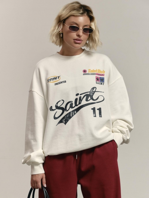 Women's Oversized American Streetwear Sweatshirt Cotton Blend Letter Printed Round Neck Long Sleeve Retro Casual Pullover Top Women's Oversized American Streetwear Sweatshirt Cotton Blend Letter Printed Round Neck Long Sleeve Retro Casual Pullover Top