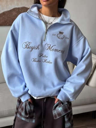 Women Quarter Zip Sweatshirt American Vintage Boyish Moment Letter Print Oversized Stand Collar Pullover Casual Long Sleeve Streetwear Cotton Blend Top Jumper Women Quarter Zip Sweatshirt American Vintage Boyish Moment Letter Print Oversized Stand Collar Pullover Casual Long Sleeve Streetwear Cotton Blend Top Jumper