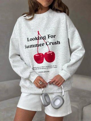 Women's Casual Cotton Blend Oversized Sweatshirt Red Cherry Graphic Letter Print Round Neck Long Sleeve Pullover Tops Streetwear Fashion Women's Casual Cotton Blend Oversized Sweatshirt Red Cherry Graphic Letter Print Round Neck Long Sleeve Pullover Tops Streetwear Fashion