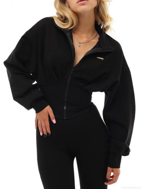 Women's Street Style Slim Fit Zipper Sweatshirt Long Sleeve Cotton Blend Waist Tightening Sporty Casual Jacket Top For Winter Autumn Women's Street Style Slim Fit Zipper Sweatshirt Long Sleeve Cotton Blend Waist Tightening Sporty Casual Jacket Top For Winter Autumn