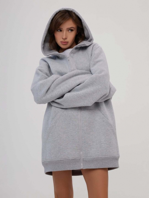 Women's Oversized Zip Up Hooded Sweatshirt 100% Cotton Long Sleeve Drop Shoulder Solid Color Streetwear Casual Jacket Autumn Winter Outerwear For Women Women's Oversized Zip Up Hooded Sweatshirt 100% Cotton Long Sleeve Drop Shoulder Solid Color Streetwear Casual Jacket Autumn Winter Outerwear For Women