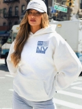Women's Streetwear Hooded Sweatshirt 100% Cotton Letter Printed Loose Pullover Hoodie Lazy Style Long Sleeve Top For Daily Casual Autumn Winter Fashion