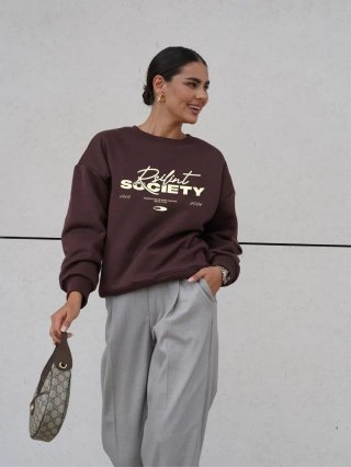 Women American Retro 100% Cotton Crewneck Sweatshirt Brown Oversized Long Sleeve Letter Print Pullover Top Boyfriend Style Jumper Winter Women American Retro 100% Cotton Crewneck Sweatshirt Brown Oversized Long Sleeve Letter Print Pullover Top Boyfriend Style Jumper Winter