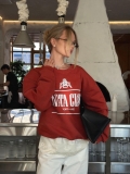Women's Loose Cotton Sweatshirt Retro Letter Print Round Neck Long Sleeve Pullover Casual Fashion Streetwear Tops Aesthetic Spring Autumn Soft Jumper