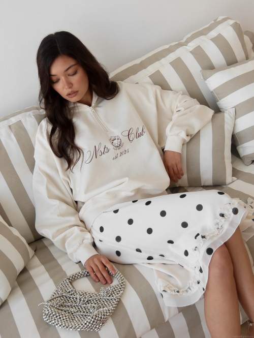 Women's Oversized Half Zip Sweatshirt Cotton Knit Long Sleeve Pullover Letter Print Preppy Street Style Casual Loose Vintage Aesthetic Top