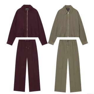 Women's Casual Corduroy Two-Piece Outfits Zip Up Lapel Jacket And Straight Leg Drawstring Pants Set Streetwear Long Sleeve Fall Solid Color Clothing