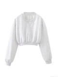 Women's Casual Solid Color 2 Piece Sweatshirt Set Long Sleeve Cropped Round Neck Pullover And Drawstring Jogger Sweatpants Loungewear Outfits For Fall Spring