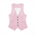Women's 3-Piece Office Suit Set Linen Blend Double Breasted Blazer Vest And Wide Leg Pants Business Professional Commuter Outfits Solid Color
