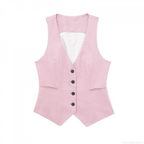 Women's 3-Piece Office Suit Set Linen Blend Double Breasted Blazer Vest And Wide Leg Pants Business Professional Commuter Outfits Solid Color