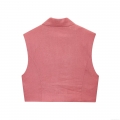 Women 2-Piece Sleeveless Vest and Wide Leg Pants Set with Belt Solid Color Lapel Waistcoat and High Waist Trouser Set Office Lady Casual Outfit Polyester Blended